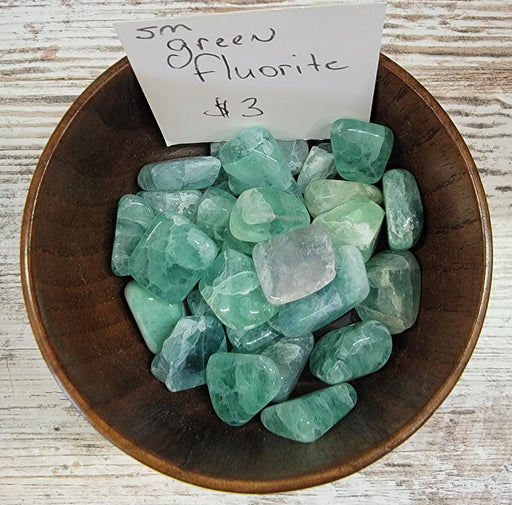 Tumbled stones - Fluorite Green (Small) tumbled stones showcasing vibrant green colors, perfect for enhancing focus and absorbing negative energy.
