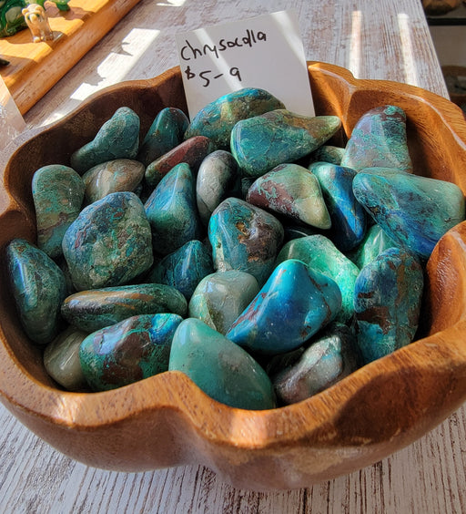 Chrysocolla tumbled stones - Beautiful large turquoise-blue Chrysocolla tumbled, known as a stone of communication and empowerment.