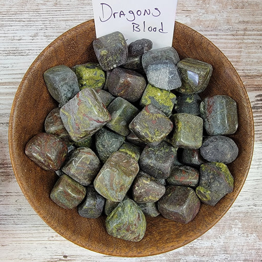 High-quality Dragonblood Jasper tumbled stones from High Ho Gems and Crystals, perfect for healing and decoration.
