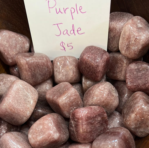 Beautiful Purple Jade Tumbled stones showcasing varying shades of purple, ideal for crystal healing and decoration from High Ho Gems and Crystals.